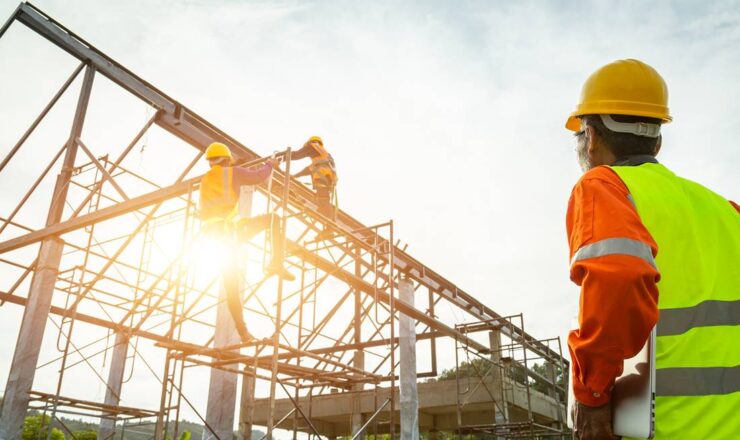 A Construction Worker Control In The Construction Of Roof Struct